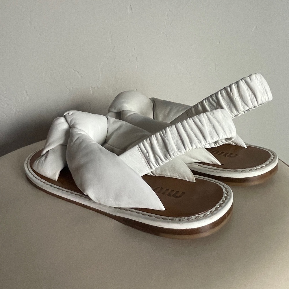 Miu Miu Padded Mordoré Nappa Leather Sandals - Picture 9 of 14